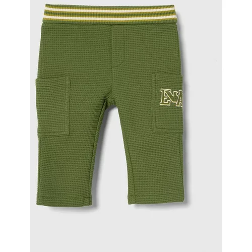 Emporio Armani Otroške bombažne hlače zelena barva