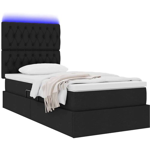  Krevet s prostorom za pohranu s LED-om Crna 90 x 190 cm Slike