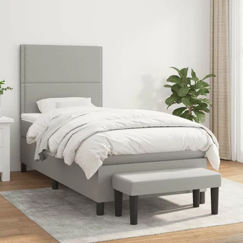  Box spring postelja z vzmetnico svetlo siva 90x200 cm blago, (20899312)
