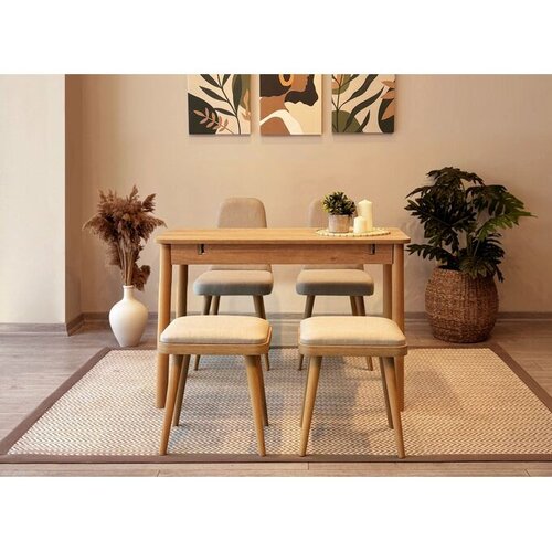 Hanah home Set Trpezarijski sto i 4 trpezarijske stolice Vina Mini 02 1005, Krem Cijene