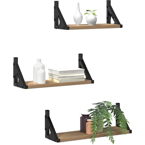  Polica na zidu Zidne s pohranom 3 pcs Dimni hrast Slike
