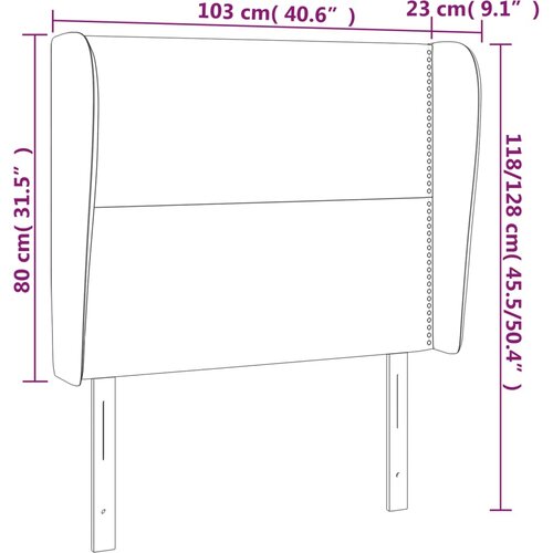  Uzglavlje s u&amp;scaron;ima crno 103x23x118/128 cm od tkanine Slike