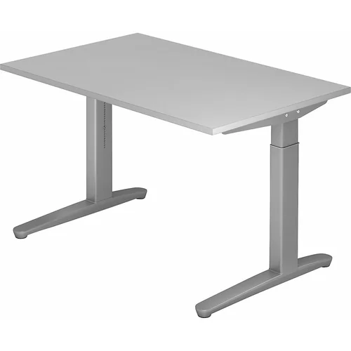 eurokraft pro ANNY - Pisalna miza s podnožjem v obliki črke C, nastavitev višine na 650 - 850 mm, širina 1200 mm, svetlo siva