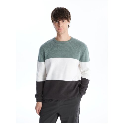 LC Waikiki Crew Neck Long Sleeve Color Block Men's Knitwear Sweater Cene