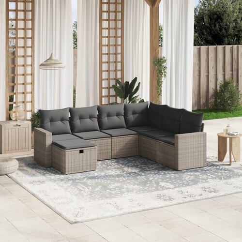 vidaXL 7-dijelni set vrtnih sofa sivi od poliratana Cijene