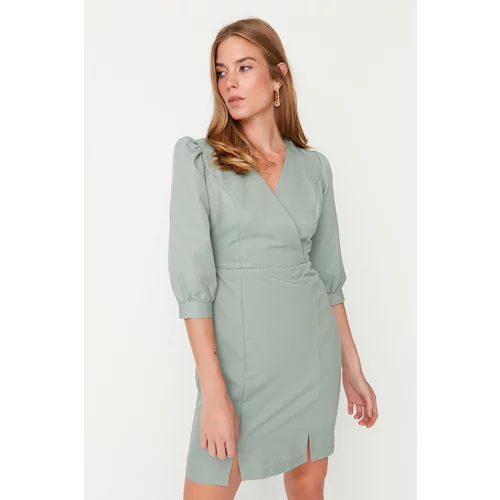 Trendyol Mint Double Breasted Collar Dress