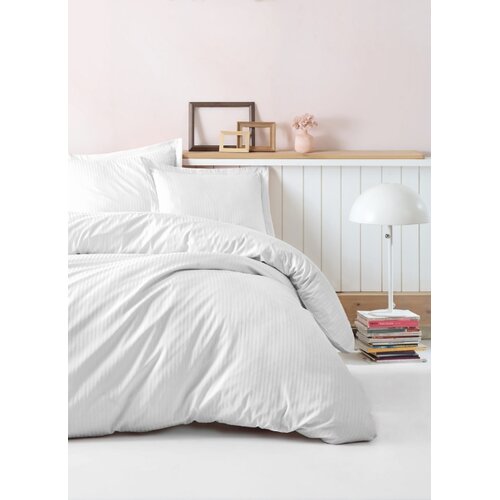 DEKOR DOM Komplet posteljina CB Elegant Stripe Saten, Bela Cene