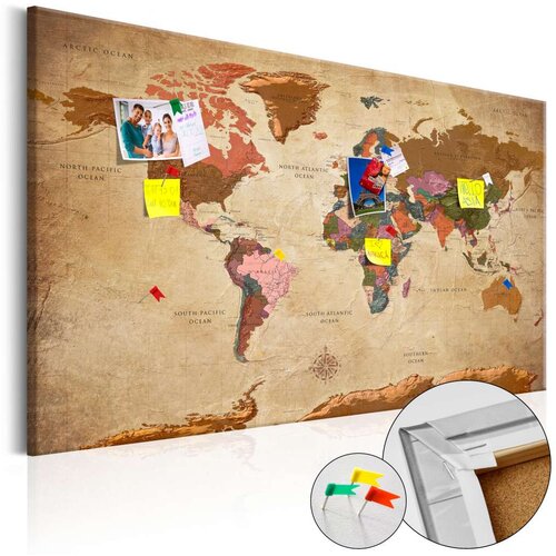  Slika na plutenoj podlozi - World Map: Brown Elegance [Cork Map] 90x60 Cijene