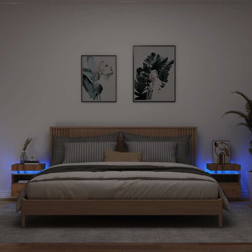 vidaXL Noćni ormarići s LED svjetlima 2 kom Artisan hrast 40x39x48,5cm Cijene
