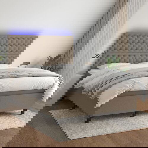  The Living Store Box spring postelja z vzmetnico LED taupe 140x200 cm blago - Box Spring Postelja, (21441681) Slike