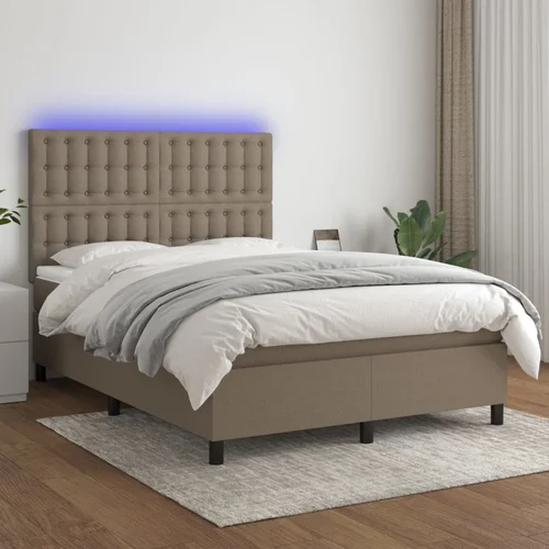  The Living Store Box spring postelja z vzmetnico LED taupe 140x200 cm blago - Box Spring Postelja, (21441681)