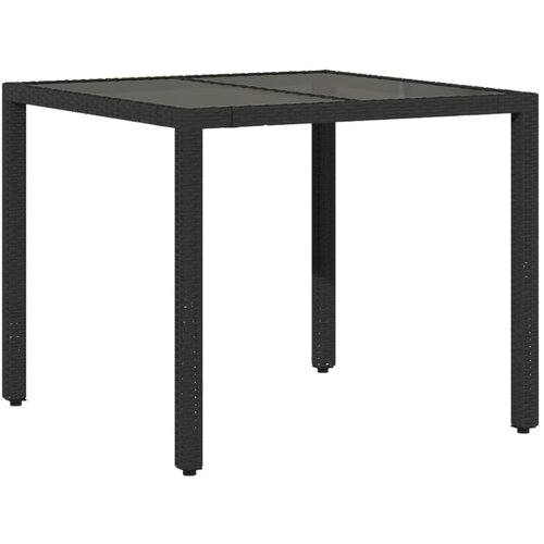 3-dijelni vrtni blagovaonski set s jastucima poliratan i staklo Crna 90 x 90 x 75 cm Slike