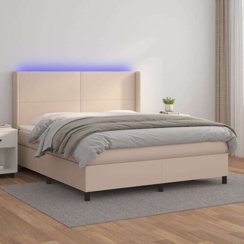  Box spring postelja z vzmetnico LED kapučino 160x200 cm, (20893176) Cene