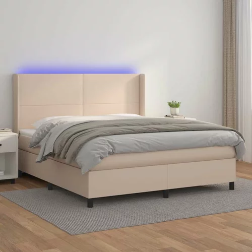  Box spring postelja z vzmetnico LED kapučino 160x200 cm, (20893176)