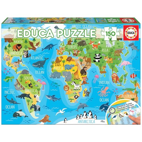 Educa Sestavljanka Zemljevid živalskega sveta - 150 kosov (EDU18115), (21215624) Cene