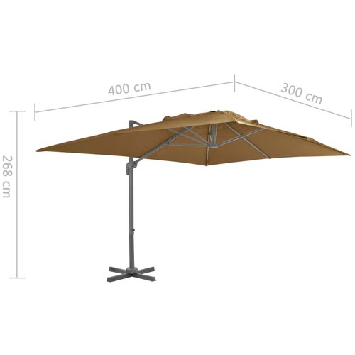  Konzolni vrtni suncobran s aluminijskom &amp;scaron;ipkom 400x300 cm taupe Slike