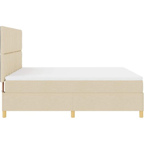  LED Box Spring Krevet s uzglavljem Krema 180 x 200 cm tkanina Slike