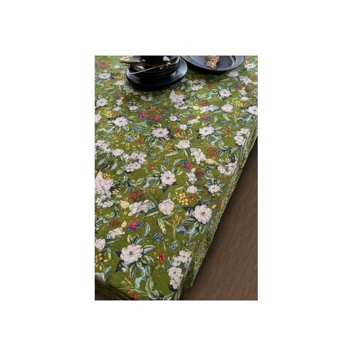 Hermia stolnjak green flower 160 x 160 Slike