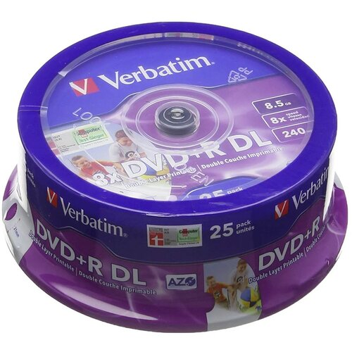  DVD+R DL, VERBATIM,8,5 GB,8X,spindle 25 kom,PRINTABLE Cene
