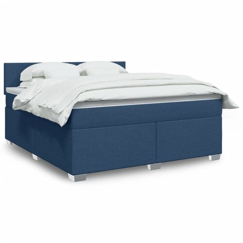 vidaXL Box spring postelja z vzmetnico modra 180x200 cm blago Cene