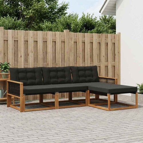 Set vanjskih sofa 4 kom. Prirodna i crna Cijene