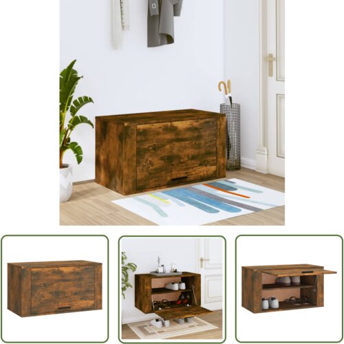 The Living Store Stenska omarica za čevlje dimljeni hrast 70x35x38 cm inž. les - Stenska Omarica Za Čevlje, (21744713) Cene