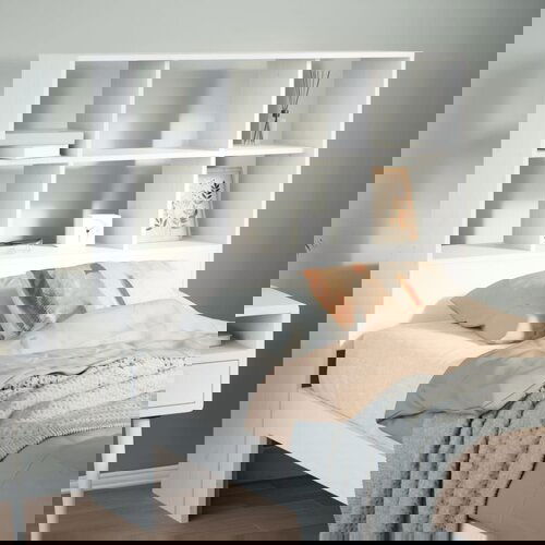 VidaXL Vzglavje s predelki bela 90 cm trdna borovina Slike