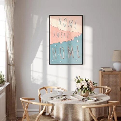  Slika - Inscriptions: Home Sweet Home (1 Part) Vertical 80x120 U crnom drvenom okviru Slike