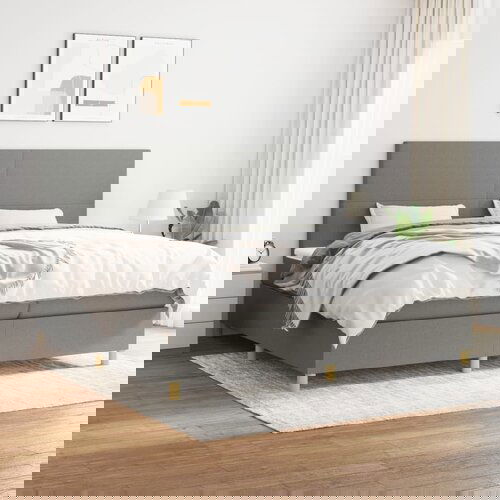 The Living Store Box spring postelja z vzmetnico temno siva 200x200 cm blago - Box Spring Postelja, (21519272) Slike