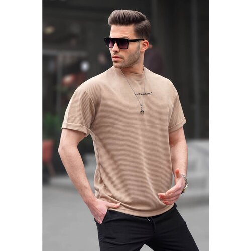 Madmext Light Brown Lycra Basic Men&amp;#039;s T-Shirt 6060 Slike