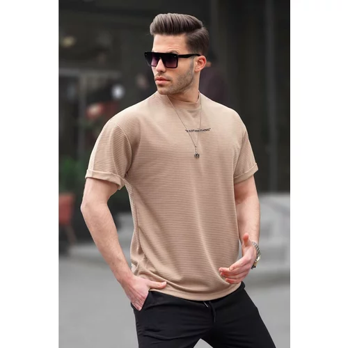 Madmext Light Brown Lycra Basic Men's T-Shirt 6060