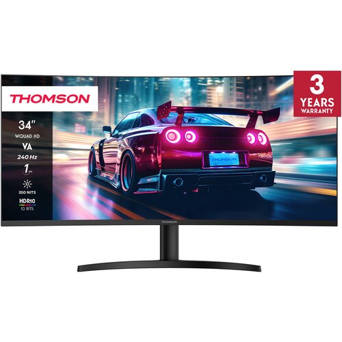 Thomson M34QG7Y14C gaming monitor, ukrivljen, 86cm (34"), UWQHD, 240Hz, VA, 1ms, 300nit, (5000094213) Cene