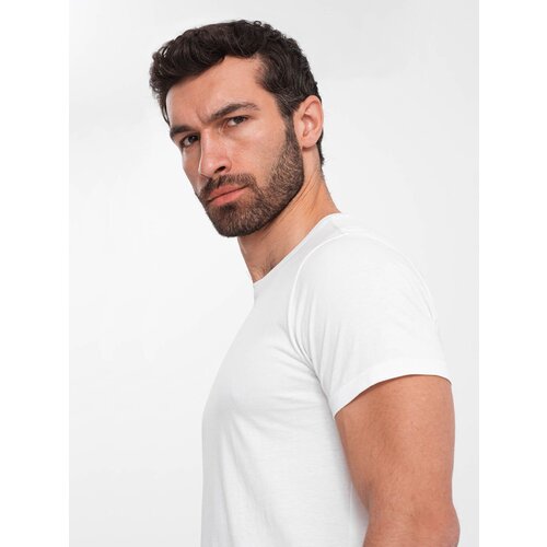 Ombre Men's BASIC classic cotton T-shirt - white Cene