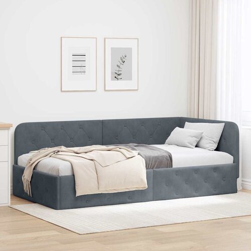  Kutni okvir kreveta Tamno siva 90 x 200 cm Baršun Cene