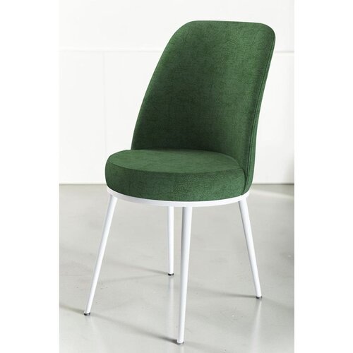 Hanah home set trpezarijskih stolica Dexa 2 kom, kaki zelena tkanina Babyface, bele metalne noge Cene
