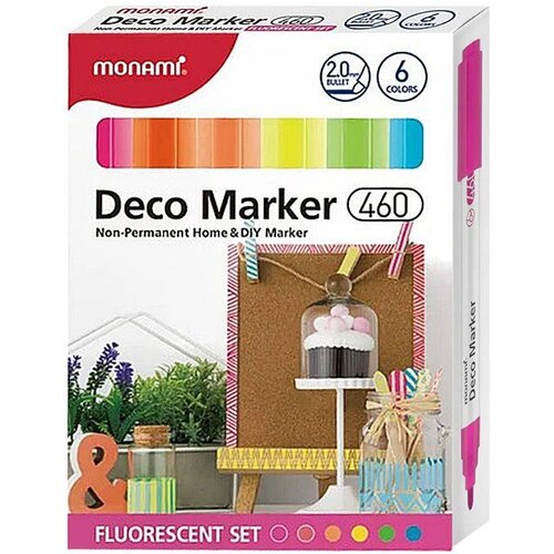 KW TRADE Akrilni flomastri Monami, set 6, Fluorescent, (21298726) Cene