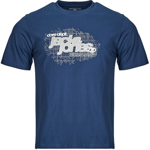 Jack & Jones Majice s kratkimi rokavi JCOGRID BRANDING Modra Cene