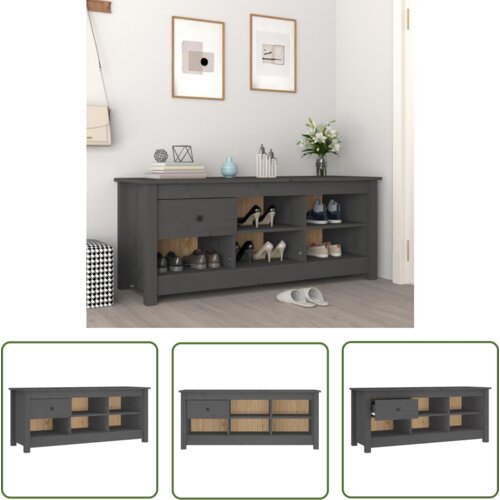 The Living Store Omarica za čevlje siva 110x38x45,5 cm trdna borovina - Omarica Za Čevlje, (21744348) Cene