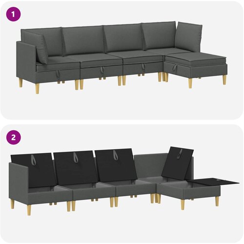  Set namje&amp;scaron;taja za dnevni boravak 5 pcs Tamnosiva Tkanina Slike