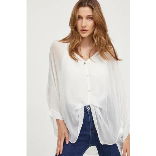 Answear Lab Svilena košulja boja: bijela, relaxed
