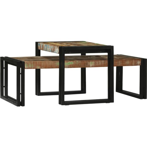 VidaXL Set kavčnih miz iz trdnega predelanega lesa Slike