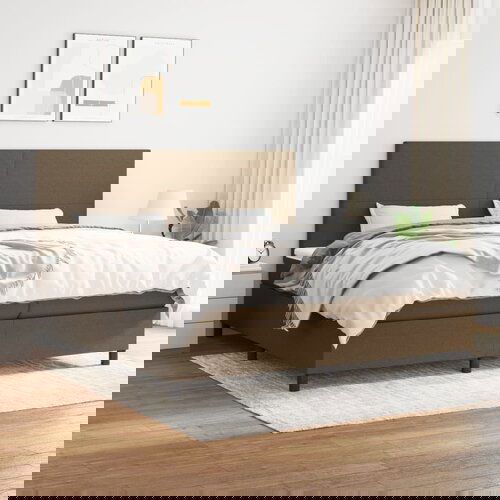 The Living Store Box spring postelja z vzmetnico temno rjav 200x200 cm blago - Box Spring Postelja, (21518925) Cene