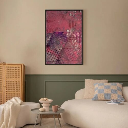  Slika - Crimson Abstraction (1 Part) Vertical 40x60 U crnom drvenom okviru Cene