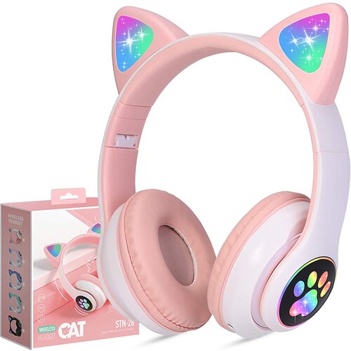 Venisymlis Otroške Bluetooth slušalke z mačjim ušesom, z LED osvetlitvijo, zložljive, z mikrofonom, (22102157) Cene
