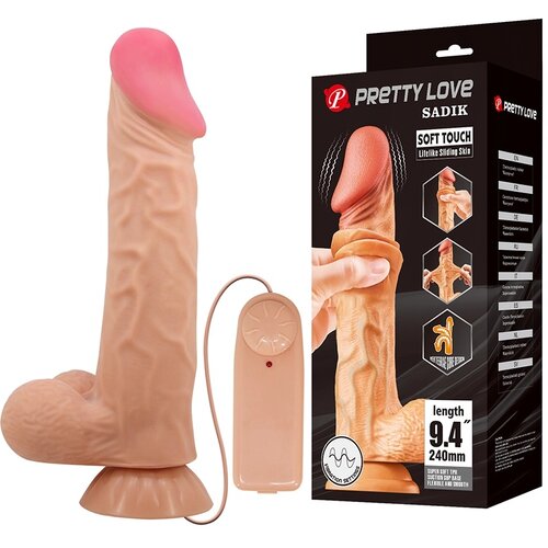  Dildo sa kožicom koja se pomera Buraq, 24cm, Vibrirajući Cene