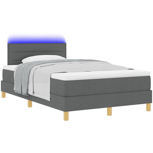 vidaXL Postelja s pomično vzmetjo z vzmetnico in LED temno siva 120x200 cm tkanina Cene