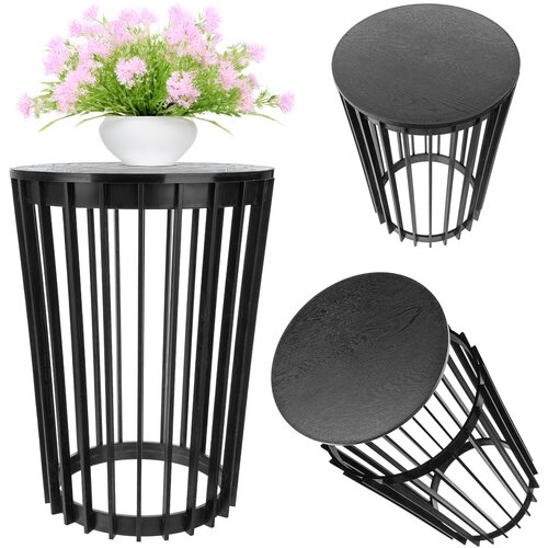 KADAX Okrogla klubska mizica, črna, majhna, podstre&scaron;na vrtna ko&scaron;ara za balkon, odprtina 54 cm, (5000353038) Cene