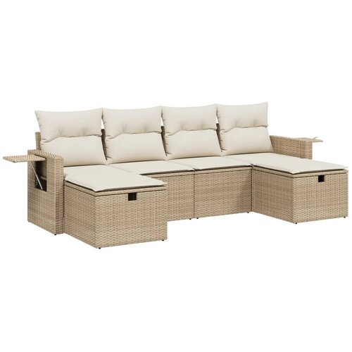vidaXL 6-dijelni set vrtnih sofa s jastucima bež od poliratana Cijene
