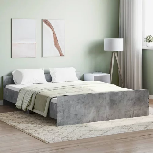  kreveta s uzglavljem i podnožjem boja betona 140x200 cm