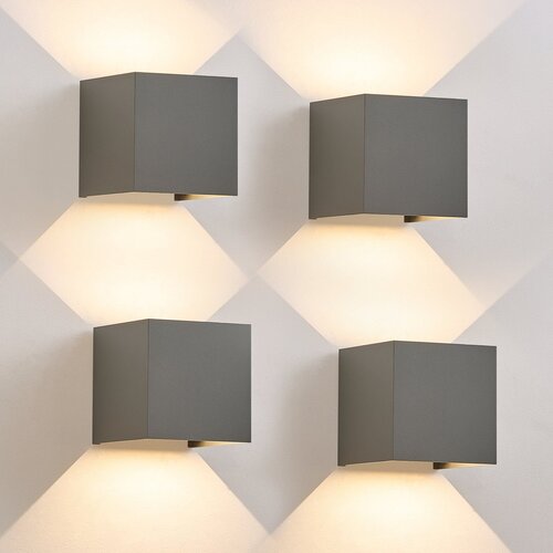 Nettlife LED stenska svetilka 5W, 4 kosi - Zunanja/notranja stenska svetilka siva, nastavljiv dvojni snop vodoodporna IP65 230V 3000K, (22136448) Slike